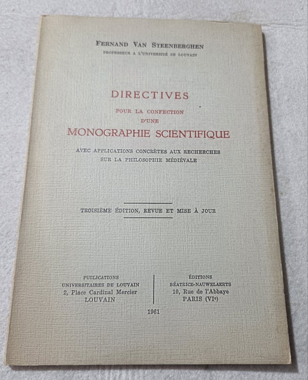 Directives pour la confection d'une monographie scientifique applications concretes aux … | Immagine principale