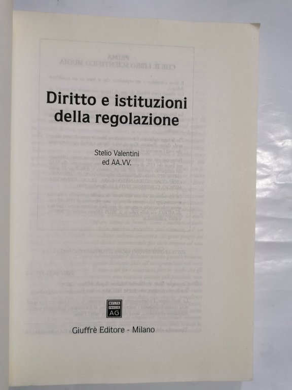 Diritto e istituzioni della regolazione