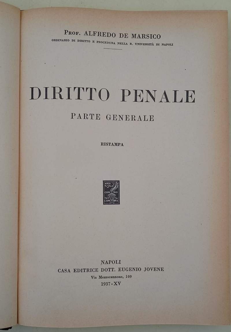 DIRITTO PENALE PARTE GENERALE(1937)