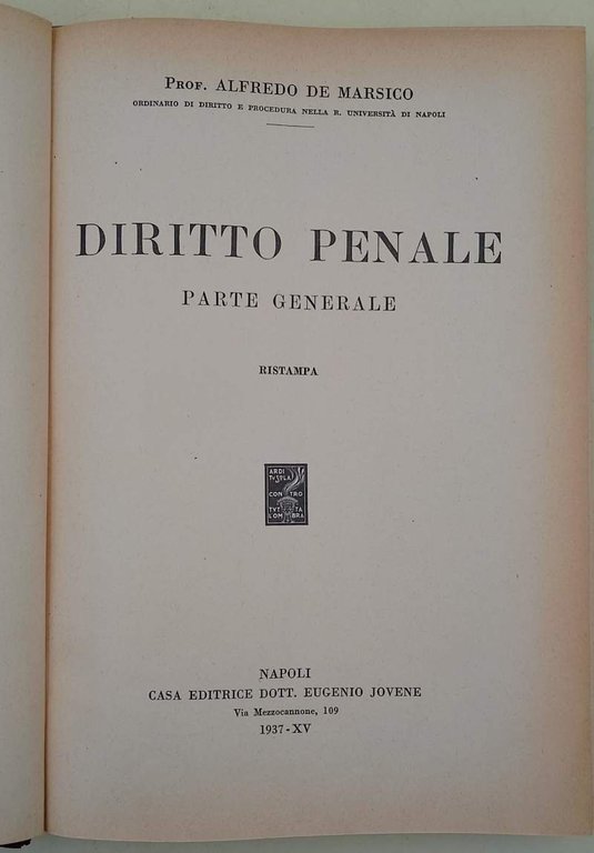 DIRITTO PENALE PARTE GENERALE(1937)