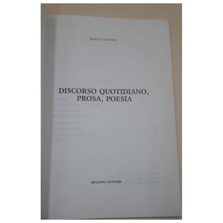 DISCORSO QUOTIDIANO, PROSA, POESIA(1985)