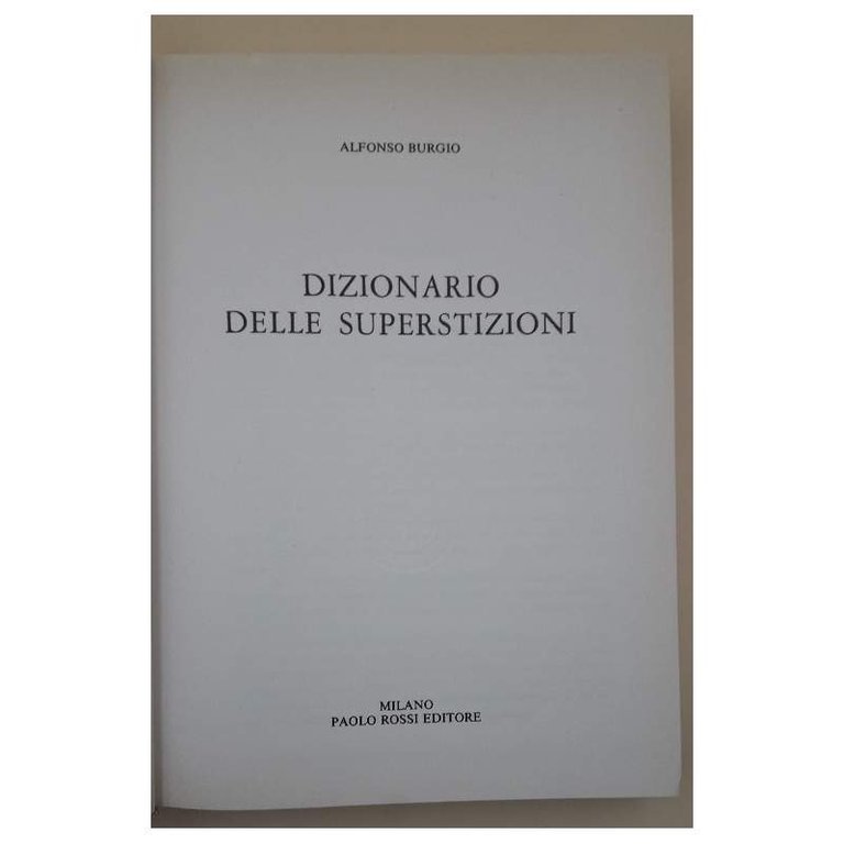 DIZIONARIO DELLE SUPERSTIZIONI(1985)