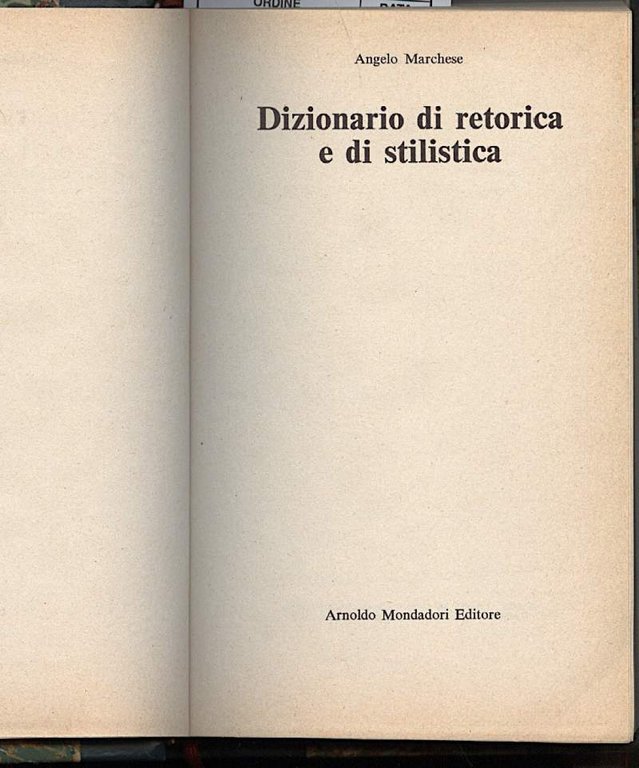 DIZIONARIO DI RETORICA E DI STILISTICA