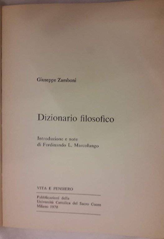 DIZIONARIO FILOSOFICO(1978)
