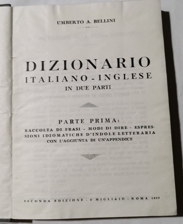 Dizionario Italiano- Inglese in due parti