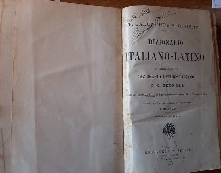 DIZIONARIO ITALIANO-LATINO IN CORRELAZIONE COL DIZIONARIO LATINO -ITALIANO DI C.E. …