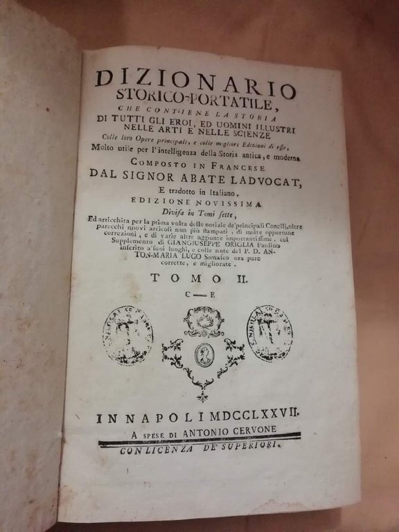 DIZIONARIO STORICO PORTATILE che contiene la storia di tutti gli …