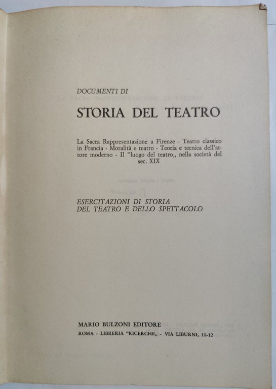 Documenti di Storia del Teatro - esercitazioni di storia del …