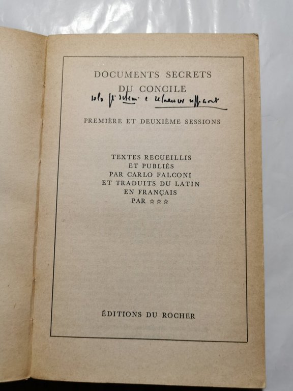 Documents secrets du Concile - premiere session