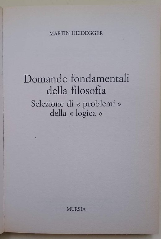 DOMANDE FONDAMENTALI DELLA FILOSOFIA (1988)
