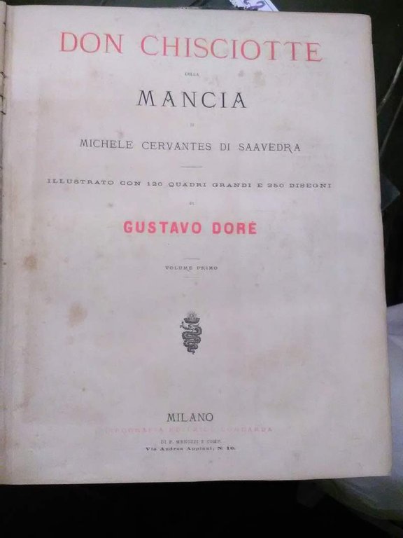 DON CHISCIOTTE DELLA MANCIA illustrato con 120 quadri grandi e 250 disegni di Gustavo Doré(1880)
