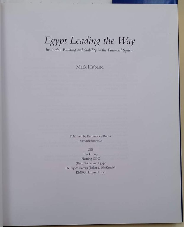 EGYPT LEADING THE WAY-INSTITUTION BUILDING AND STABILITY IN THE FINANCIAL …