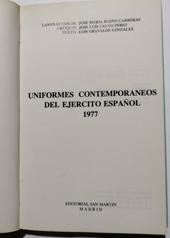 Ejercito Espanol uniformes contemporàneos 1977