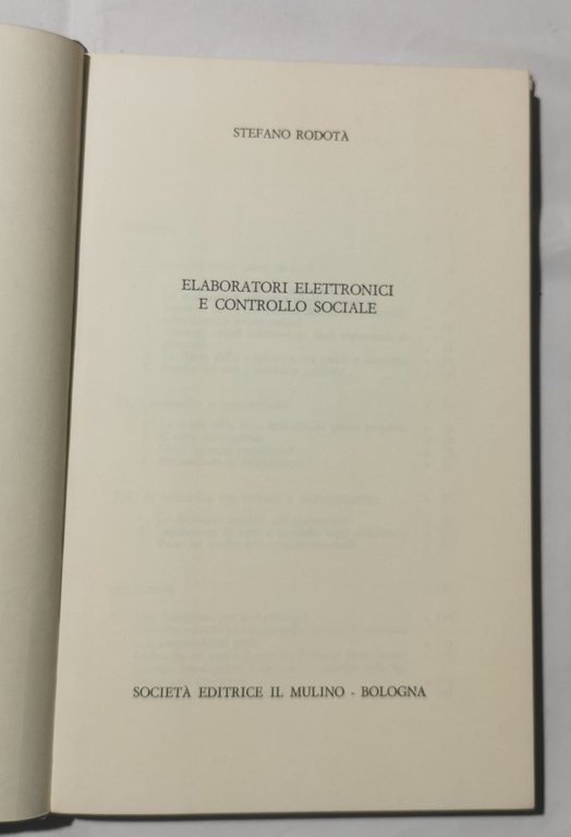 Elaboratori elettronici e controllo sociale