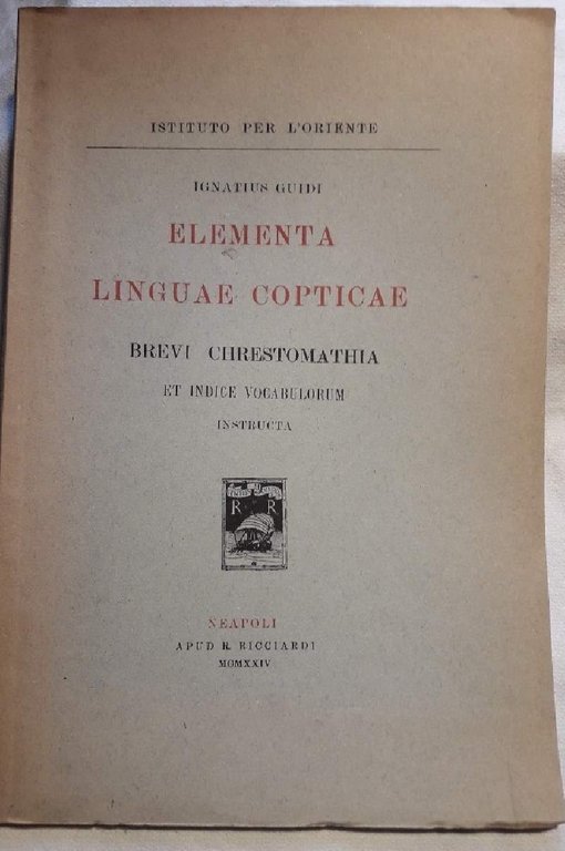 ELEMENTA LINGUAE COPTICAE-BREVI CHRESTOMATHIA ET INDICE VOCABULORUM INSTRUCTA(1924)