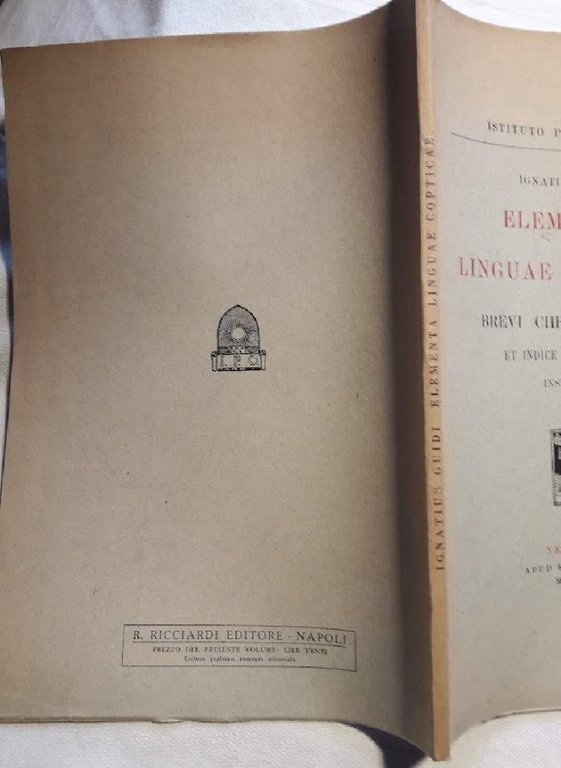 ELEMENTA LINGUAE COPTICAE-BREVI CHRESTOMATHIA ET INDICE VOCABULORUM INSTRUCTA(1924)