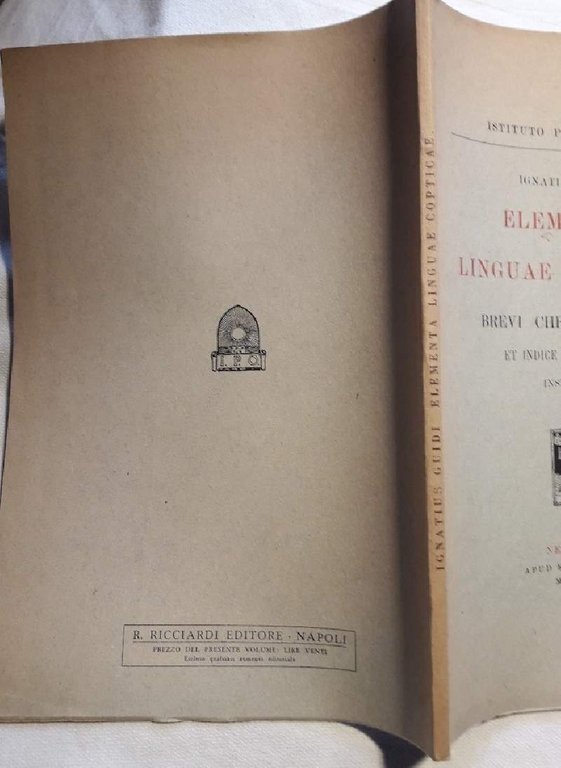ELEMENTA LINGUAE COPTICAE-BREVI CHRESTOMATHIA ET INDICE VOCABULORUM INSTRUCTA(1924)
