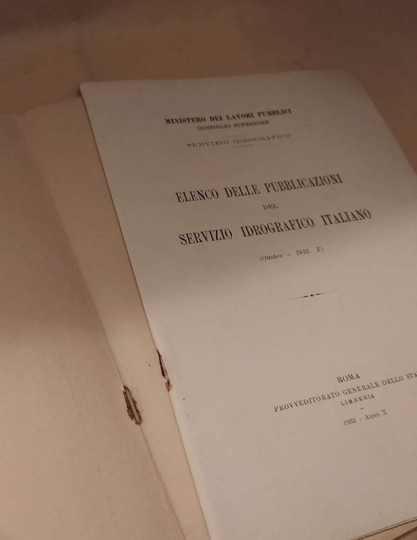 ELENCO DELLE PUBBLICAZIONI DEL SERVIZIO IDROGRAFICO ITALIANO (1932)