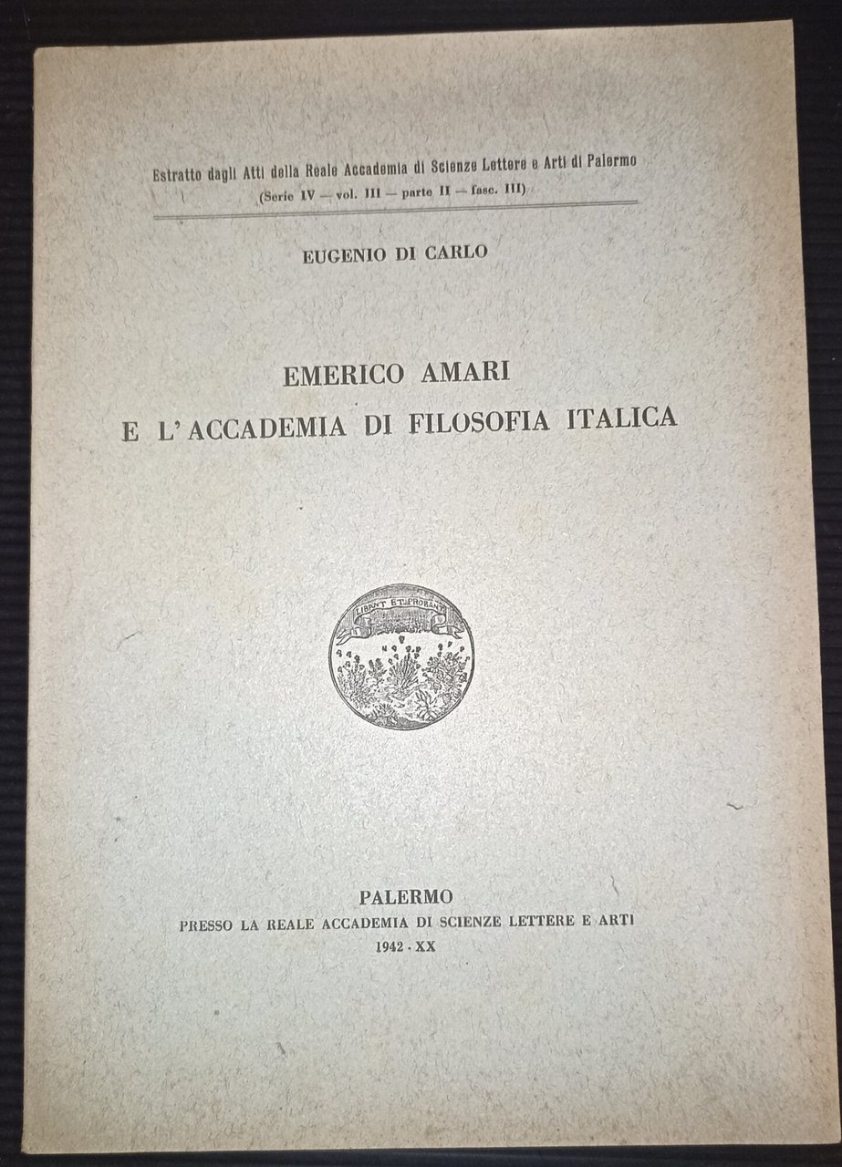 Emerico Amari e l'Accademia di filosofia italica