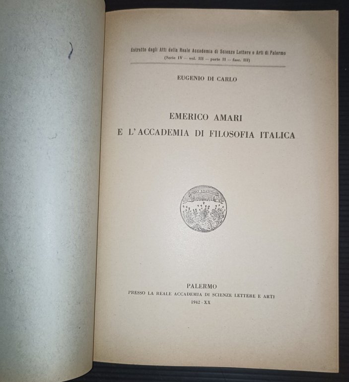 Emerico Amari e l'Accademia di filosofia italica