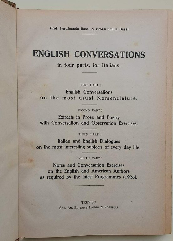ENGLISH CONVERSATIONS IN FOUR PARTS, FOR ITALIANS(1925)