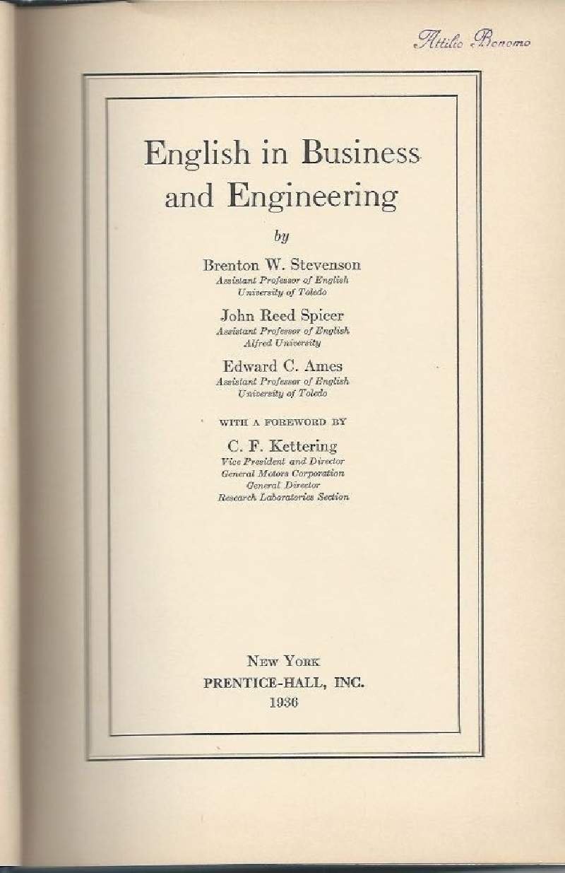 ENGLISH IN BUSINESS AND ENGINEERING (1936)