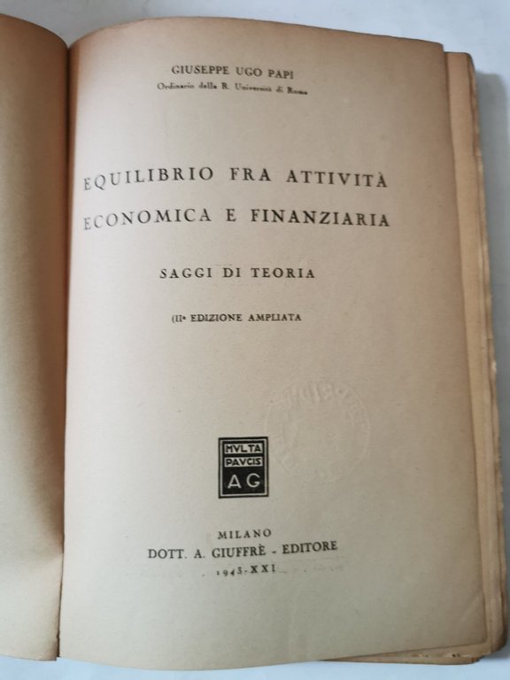 Equilibrio fra attività economica e finanziaria - Saggi di teoria