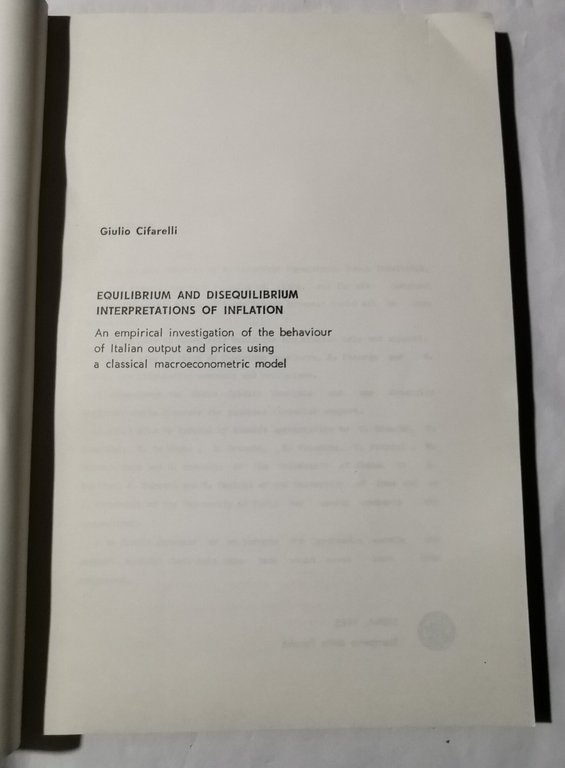 Equilibrium and disequilibrium interpretations of inflation- an empirical investigation of …