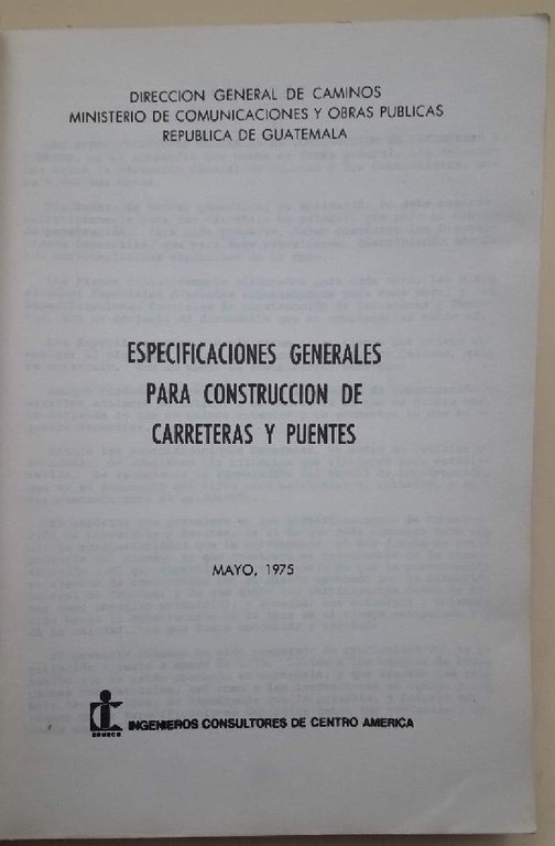 ESPECIFICACIONES GENERALES PARA CONSTRUCCION DE CARRETERAS Y PUENTES(1975)