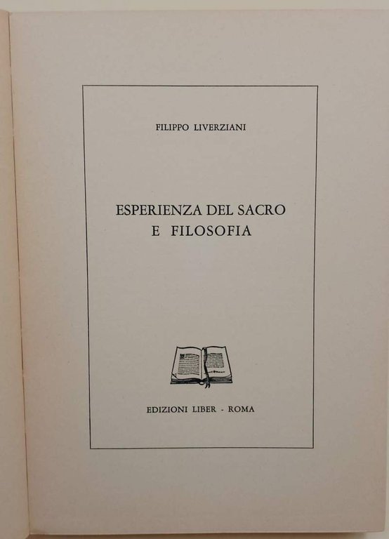 ESPERIENZA DEL SACRO E FILOSOFIA(1970)