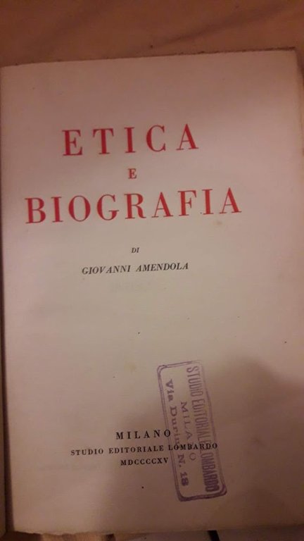 ETICA E BIOGRAFIA (1915)