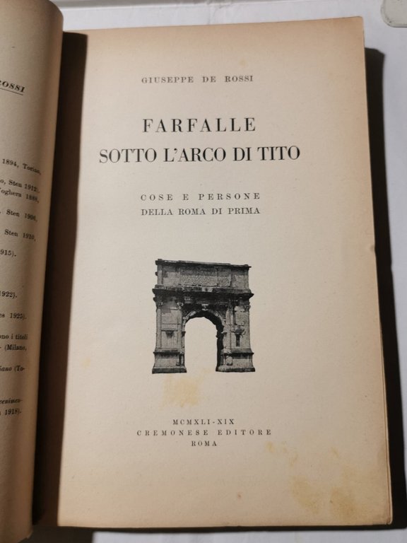 Farfalle sotto l'Arco di Tito - Cose e persone della …