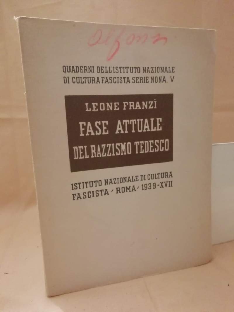 FASE ATTUALE DEL RAZZISMO TEDESCO (1939)