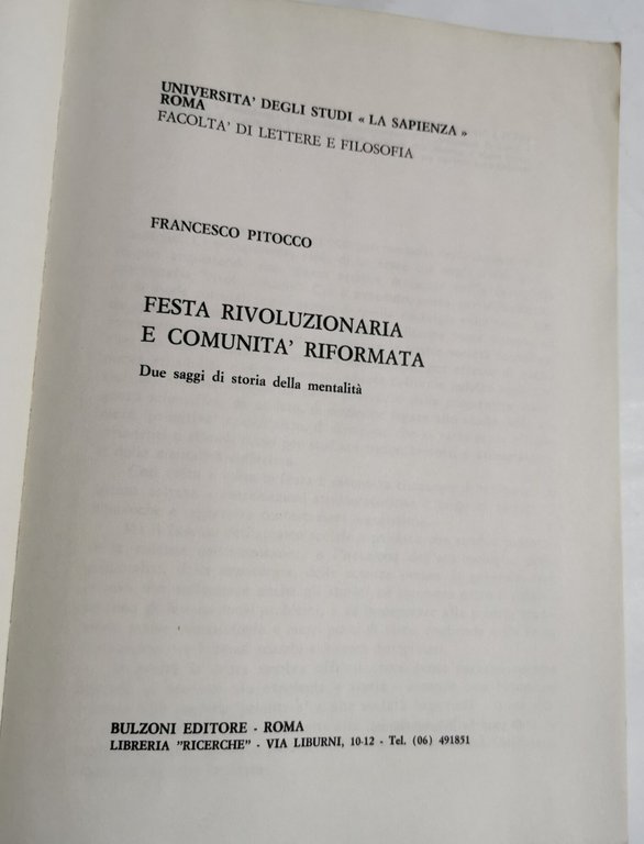 Festa rivoluzionaria e comunità riformata - due saggi di saggi …