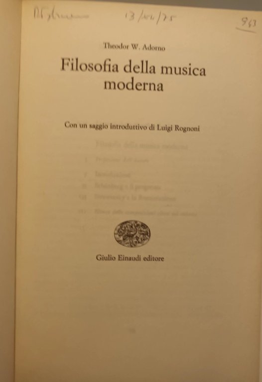 Filosofia della musica moderna