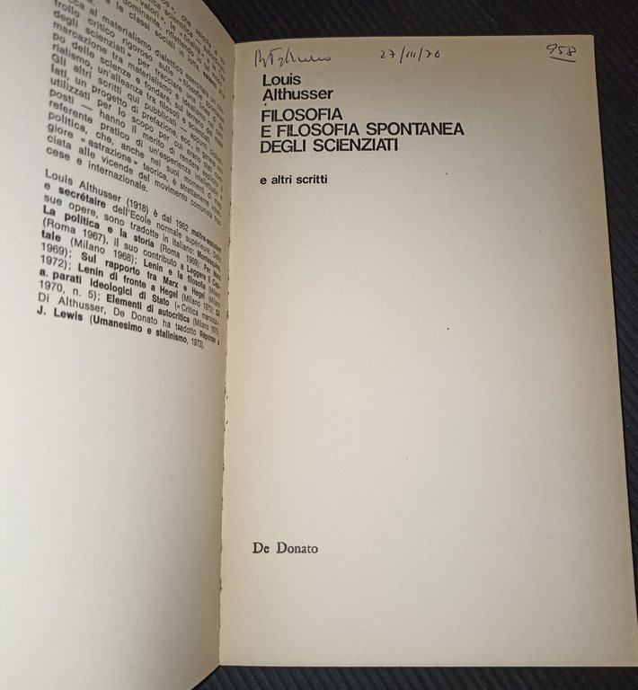 Filosofia e filosofia spontanea degli scienziati-e altri scritti