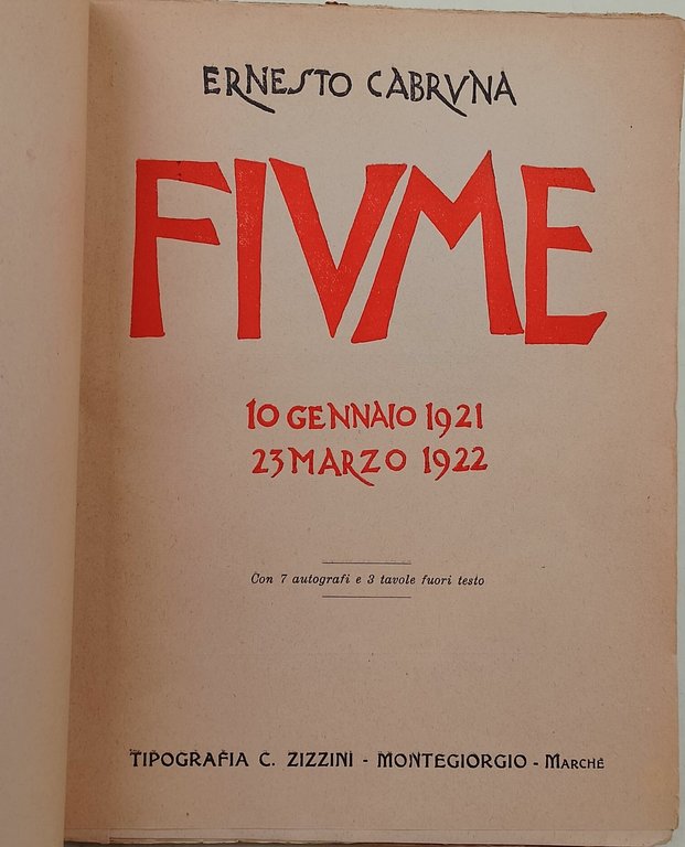 Fiume- 10 gennaio 1921- 23 marzo 1922