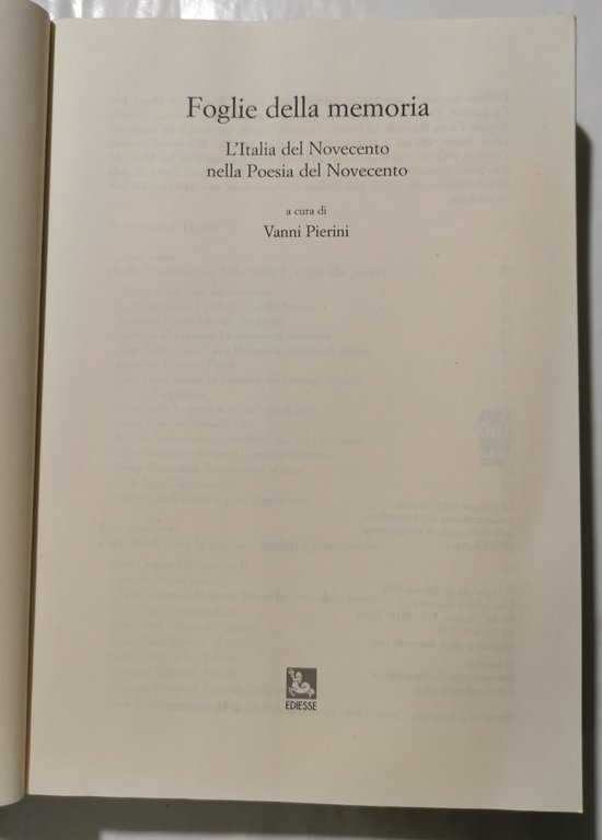 Foglie della memoria - L'Italia del Novecento nella Poesia del …