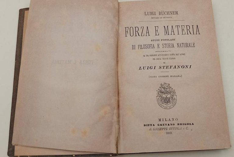 FORZA E MATERIA-STUDI POPOLARI DI FILOSOFIA E STORIA NATURALE( 1883)