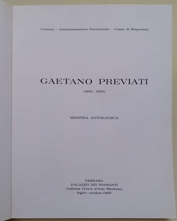GAETANO PREVIATI(1852-1920) MOSTRA ANTOLOGICA( 1969)
