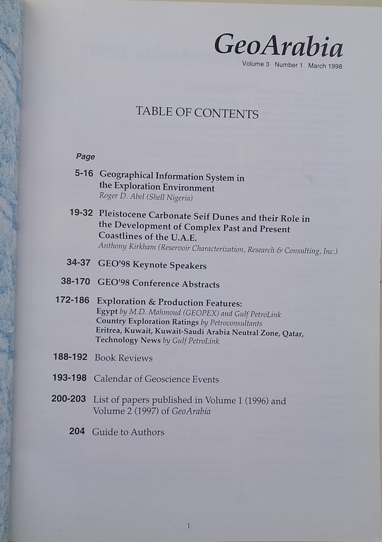 GeoArabia-Middle East Petroleum geosciences-vol 3 no. 1 -march 1998