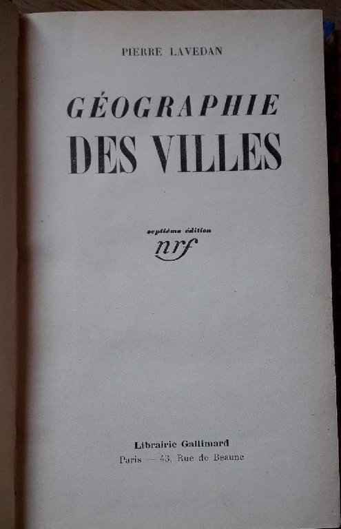 GEOGRAPHIE DES VILLE(1936)