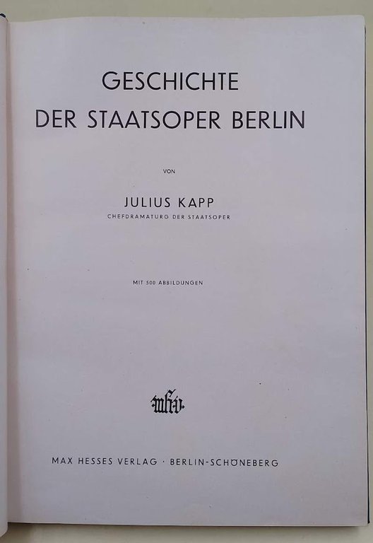 GESCHICHTE DER STAATSOPER BERLIN( 1937)
