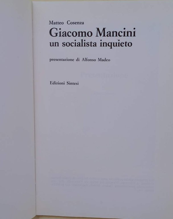 GIACOMO MANCINI UN SOCIALISTA INQUIETO(1988)