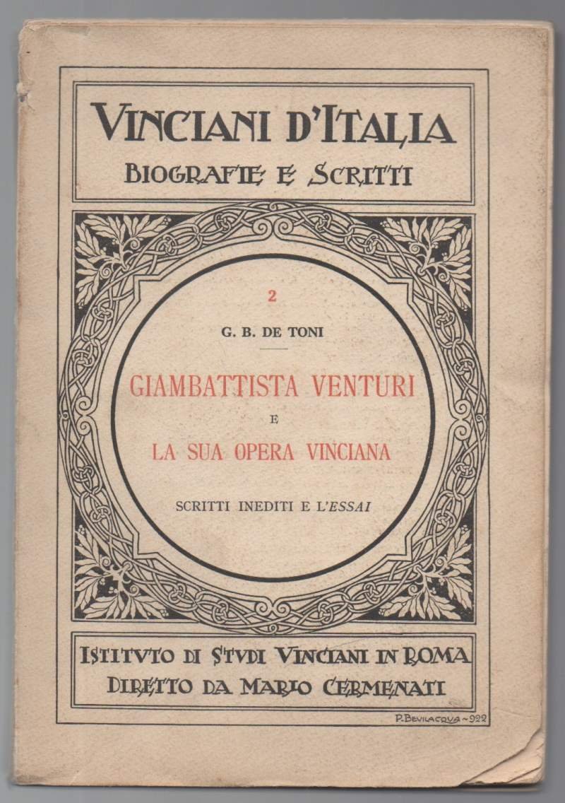 GIAMBATTISTA VENTURI E LA SUA OPERA VINCIANA (1924) | Immagine principale