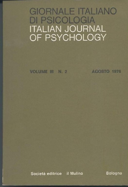 GIORNALE ITALIANO DI PSICOLOGIA - ITALIAN JOURNAL OF PSICHOLOGY - …