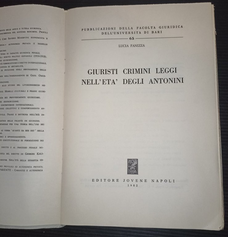 Giuristi crimini leggi nell'età degli Antonini