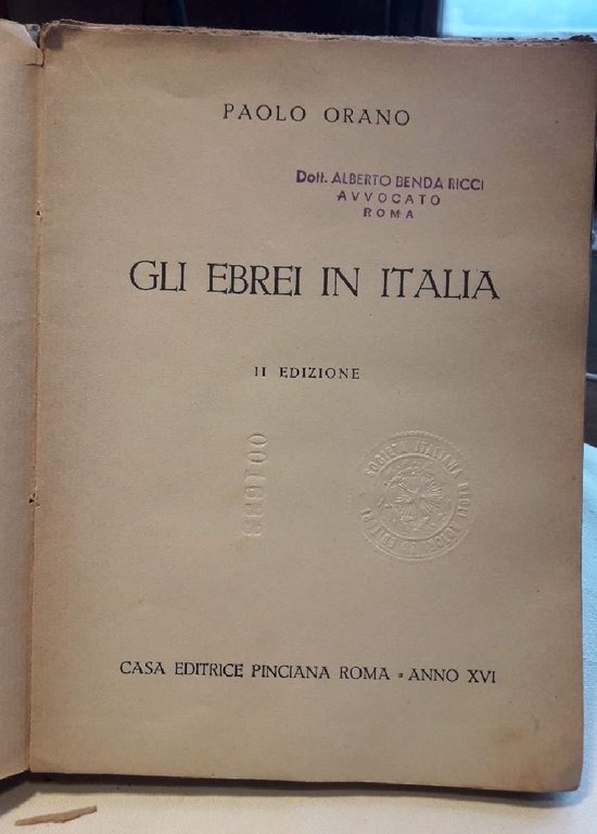 GLI EBREI IN ITALIA(1937/38)