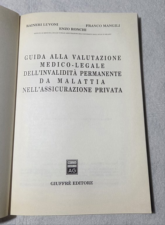 Guida alla valutazione medico-legale dell'invalidita' permanente da malattia nell'assicurazione privata | Immagine Gallery 2
