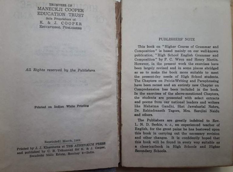 HIGHER COURSE OF GRAMMAR AND COMPOSITION(1964)